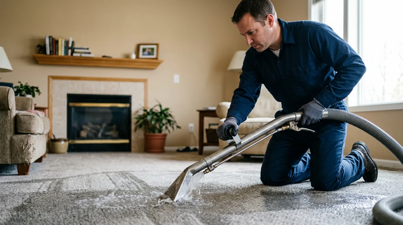 Water damage restoration technician working near Underwood, ND